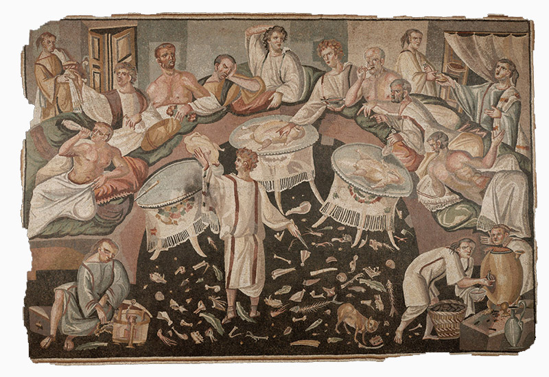 Mosaico romano, Asarotos Oikos (suelo sin barrer)